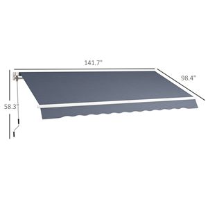 Elegante Tenda da Sole Retrattile per Esterni 12x8 Piedi, Grigio Scuro, Resistente ai Raggi UV e all'Acqua, con Manovella Manuale Estensibile per Terrazze - Product Image 3