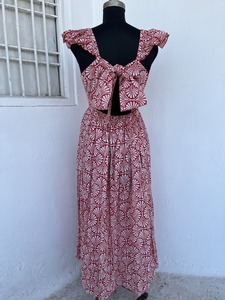 Open Back Bow Tie Woven Cotton Breathable A-Line Maxi Dress Sleeveless <b>Summer</b> Boho with Ruffle Strap for Women Wholesale - Product Image 6