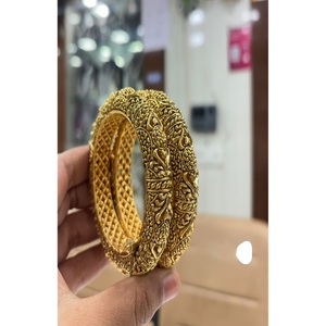 กำไลข้อมือทองเหลืองชุบทองคุณภาพพรีเมียมประดับโมอิสซาไนต์สองชุด สำหรับผู้หญิง คอลเลคชั่นสำหรับงานแต่งงาน - Product Image 1