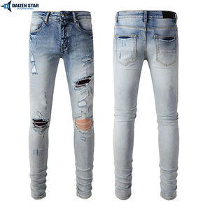 Jean en denim tissé personnalisé pour l'hiver, coupe ajustée, prix d'usine, vente en gros, OEM, tissu de qualité supérieure pour hommes - Product Image 5