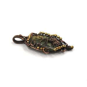 Pendentif Arbre de Vie en Labradorite Fait Main, Enroulé sur Fil, Plaqué Or 18K, Cuivre |   Grande déclaration spirituelle Bohème Anniversaire - Product Image 2