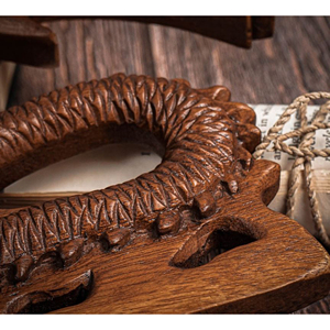 Décoration artistique en bois naturel représentant un dragon, fabricant OEM de figurines de dragon en bois, statue de dragon traditionnelle sculptée dans le bois - Product Image 4
