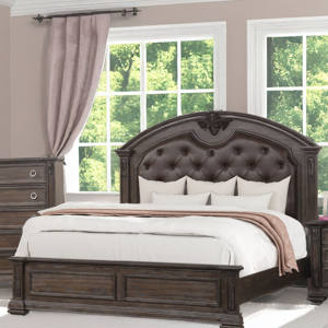 Juego de Muebles de Dormitorio de Madera Sólida de Lujo Estilo Americano con Cabecera de Cuero Acolchado para Recámara Principal - Product Image 1