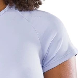 Camiseta Deportiva Ajustada de Algodón para Mujer, Color Azul Claro, para Gimnasio, Fitness, Entrenamiento, Ejercicio, Deportes, Manga Corta - Product Image 6