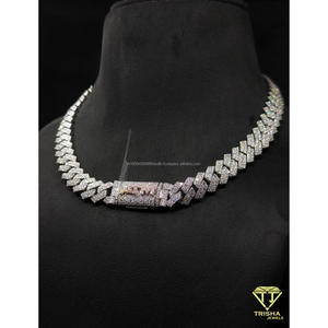 Modern Lab Grown Diamond Cuban <b>Necklace</b> for Men Luxury <b>Statement</b> Hip Hop Chain with Brilliant Sparkle By Trisha Jewels - Product Image 5