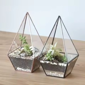 Elegant Glass Box Metal Terrarium Planter Geometric Indoor Plant <b>Display</b> <b>Case</b> Modern Home Table Decor Accent - Product Image 1
