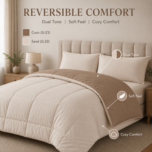 <b>Bedding</b> 250 GSM Coco Sand Reversible Dual Tone Microfiber Comforter | Lightweight All Season <b>Quilt</b> for Home & Guest Bedrooms Use - Product Image 6