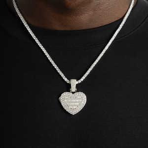 Iced Out Heart Pendant <b>Necklace</b> for <b>Men</b> 925 Sterling Silver Moissanite Diamond Tennis Chain Hip Hop Jewelry - Product Image 1