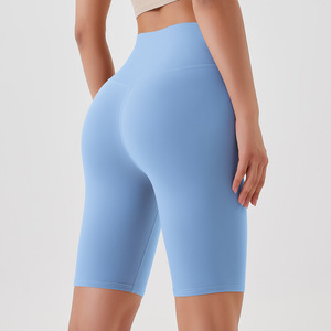 High Waist Solid Color Sporty Capri <b>Shorts</b> <b>Men</b> Breathable Knitted Spandex Nylon <b>Elastic</b> <b>Waistband</b> - Product Image 2