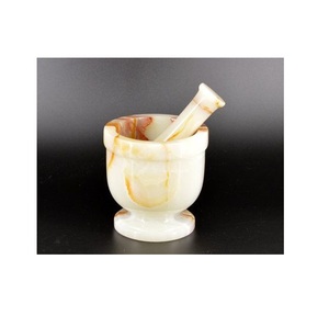 Traditional Marble Mortar And Pestle Set For Grinding Spices Herbs <b>Garlic</b> And Preparing <b>Fresh</b> Recipes - Product Image 1