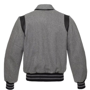 Chaqueta Varsity Gris para Hombre, Lana y Poliéster, Cuello Camisero, Corte Regular, Otoño, Casual, Cierre de Botones, Color Sólido - Product Image 4
