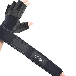 Gants de course légers et respirants à demi-doigts, antidérapants, avec fermeture à boucle, unisexes, en cuir, protection complète, noir et orange - Product Image 2