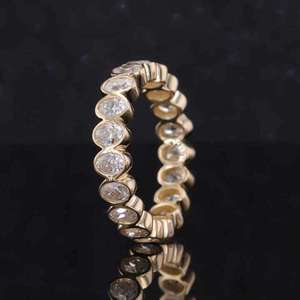Unisex 14K Solid <b>Gold</b> 14K <b>Gold</b> Plated Luxury <b>Cocktail</b> <b>Ring</b> Lab Grown Diamond Pave Setting Engagement Third Party Certified - Product Image 4
