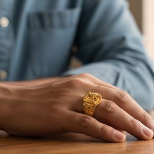 Sacred Symbol <b>Men</b>’s Gold <b>Ring</b> Premium Yellow Gold Om Engraved <b>Ring</b> <b>for</b> <b>Men</b> Traditional Hindu Spiritual Statement <b>Ring</b> - Product Image 2