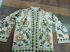 Premium Handcrafted Suzani Embroidery Cotton Canvas Jacket Colorful Boho Chic Casual Fashion <b>Coat</b> - Product Image 2