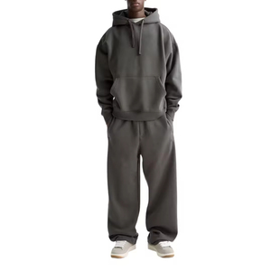 OEM ODM <b>Men</b> Winter Vintage Hooded Oversized <b>Men's</b> <b>Pullover</b> Hoodie Sweatpants Set Cotton Fleece Loungewear Jogger Manufacture - Product Image 3