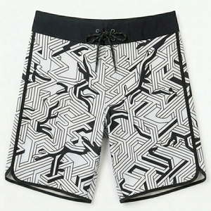 Wholesale Men's Designer Satin Stretch Swimwear Boardshorts Quick Dry Stripe Print Surf <b>Board</b> Shorts Drawstring Solid Mens Short - Product Image 1