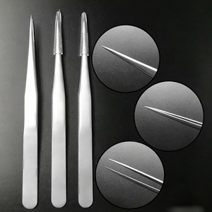Pince à épiler RMI en acier inoxydable argent mat, lot de 4 embouts différents, pointe lisse, avec pince à épiler individuelle, pochette en cuir marron - Product Image 2