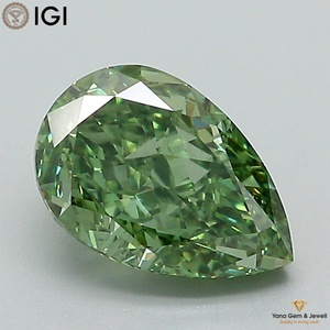 เพชรทรงลูกแพร์ ผลิตด้วยวิธี CVD สีเขียวสดใส ระดับความสะอาด VVS2 ได้รับการรับรองจาก IGI น้ำหนัก 1.50 กะรัต สำหรับตกแต่งแหวนดีไซเนอร์ - Product Image 1