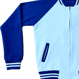 Chaqueta Varsity de Lana Blanca Personalizada - Chaqueta Bomber Azul Personalizada con Letras - Ropa de la Hermandad Sigma, Resistente al Viento y con Calefacción - Product Image 2