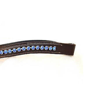 Padded Leather Horse brow band for <b>bridle</b> with branded Elements and customized loop ends bling brow band for horses - Product Image 5