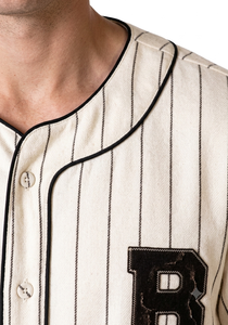 Ensemble uniforme de baseball à rayures pour homme, manches trois quarts, fermeture boutonnée, coton respirant, coupe régulière adulte, toutes saisons - Product Image 2