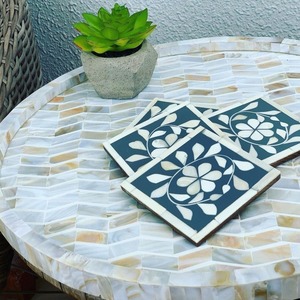 Artisan Bone Inlay <b>Coasters</b> <b>Set</b> Luxury Decorative Tableware for Dining and Coffee Tables - Product Image 2