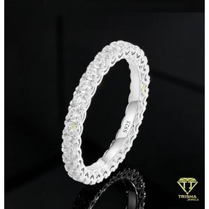 Premium Moissanite Diamond 925 Sterling Silver Full <b>Circle</b> Wedding Band <b>Ring</b> For Jewelry Retailers - Product Image 2