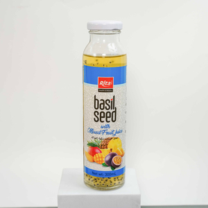 Jugo de Frutas con Sabor a Puré de Frutas Mixtas y Semillas de Albahaca, en Botella de Vidrio de 300 ml, Alta Calidad, Entrega Rápida, Certificado Halal, Recién Exprimido - Product Image 1