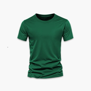 เสื้อยืดคอกลมแขนสั้นสีแดงเบอร์กันดีสำหรับผู้ชาย ทรงปกติ สไตล์ลำลอง สีพื้น ผ้าถัก ดีไซน์เรียบง่าย เสื้อยืดคอกลมแขนสั้นสีแดงเบอร์กันดีสำหรับผู้ชาย - Product Image 4