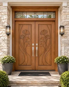 Puerta de Madera Personalizada de Alta Calidad para Villas Residenciales y Casas de Lujo con un Hermoso Acabado de Vetas de Madera Tradicionales - Product Image 1