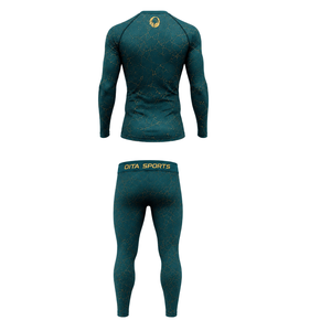 Conjunto Deportivo de Manga Larga y Leggings para Hombre, Color Verde Azulado, Compresión Activa para Entrenamiento, Fitness, Gimnasio, Ropa Deportiva - Product Image 2