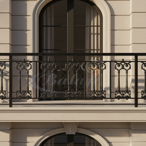 BM-068 Panneau de clôture sécurisé pour balcon et escalier, portail de jardin moderne sans cadre en fonte robuste, finition effet eau/rouge - Product Image 3