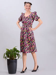 Vestido Midi para Niñas y Mujeres, de Gasa, Formal, Bordado, con Cordones, Cuello en V, Manga Abullonada, Holgado, para Fiesta de Verano 2026 - Product Image 4