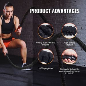 Cuerda de Batalla de Nailon de 1.5 Pulgadas de Diámetro y 40 Pies de Largo con Funda Protectora y Anclaje, Equipo de Ejercicio para Entrenamiento Físico - Product Image 3