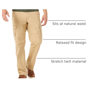Pantalones Cargo Caqui para Hombre, Corte Recto, Múltiples Bolsillos, Pantalones Casuales de Algodón, Cintura Media, Cierre de Botones, para Primavera - Product Image 4