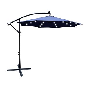 Ombrellone da Esterno a LED Solare da 3 Metri, Impermeabile, 8 Stecche, con Manovella e Base a Croce, per Patio e Giardino - Product Image 4
