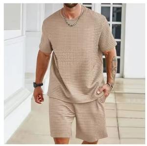 Ensemble deux pièces d'été personnalisé pour homme : T-shirt et short de couleur unie pour adulte – Fabricant de vêtements - Product Image 4