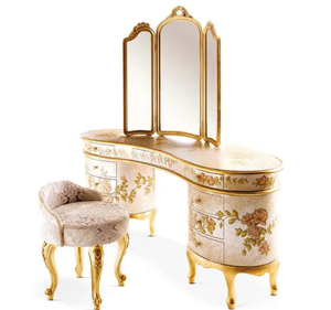 Ensemble de chambre à coucher de luxe en acajou classique de style royal européen, sculpté à la main, avec revêtement de qualité supérieure, pour hôtel ou maison - Product Image 6