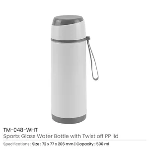 Sports Glass Bottles 500ml Reusable Leak Proof Portable with Twist off Lid and Carry Handle - Product Image 4