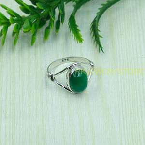 Bague en argent sterling 925 avec onyx vert de qualité supérieure, bague statement, design artisanal, bague en pierres précieuses, bijoux en onyx vert, cadeau de Noël - Product Image 2