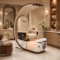 Chaise de Pédicure Électrique de Luxe Noire avec Bassin en Acrylique, Pompe de Vidange et Lumières Colorées pour Salon de Manucure - Offre Spéciale