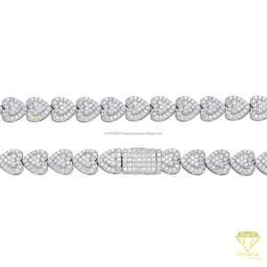 Collar de Plata de Ley 925 con Diamante Moissanita en Forma de Corazón, Diseño Enlazado Repetido, Joyería Elegante para Mayoristas y Minoristas - Product Image 2