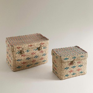 Panier de rangement pour jouets en jonc de mer tressé au design frais avec couvercle, fait main, organisateur pour enfants, chambre d'enfant et crèche - Product Image 2