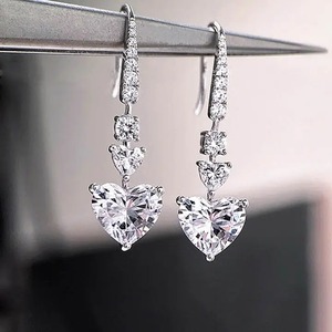 925 Moissanite Stunning <b>Heart</b> Cut Women's Stud <b>Earrings</b> In Sterling <b>Silver</b> White Gold Plated for Wholesale Export from India - Product Image 4