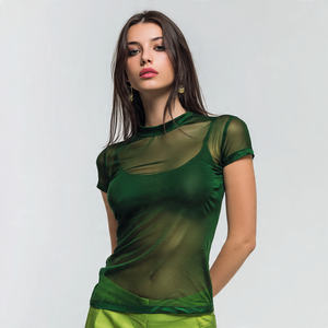 Camiseta Corta de Malla para Mujer, Ligera, 100% Poliéster, Camiseta de Malla para Fiesta Nocturna, Club, Playa - Product Image 3