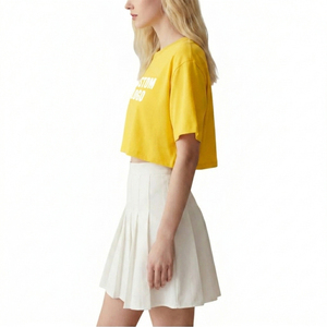 T-shirt court oversize uni pour femme avec logo personnalisé, épaules tombantes, style streetwear décontracté, fabricant - Product Image 2