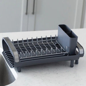 Estante escurridor de metal plegable compacto para un fácil almacenamiento y portabilidad perfecto para apartamentos modernos y cocinas pequeñas - Product Image 1