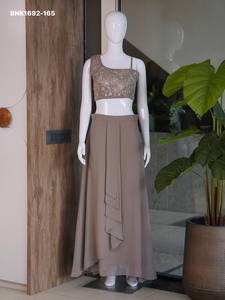 Fashionable Faux Georgette with Embroidered & <b>Sequin</b> work Sleeveless Top & Graceful <b>Skirt</b> Collection Indian Supplier - Product Image 6