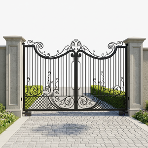 Wrought Iron Gates Hand Forged Anti-theft Metal Modern Industrial <b>Swing</b> Entrance Retro Decorative Door for Courtyard Villa House - Product Image 6